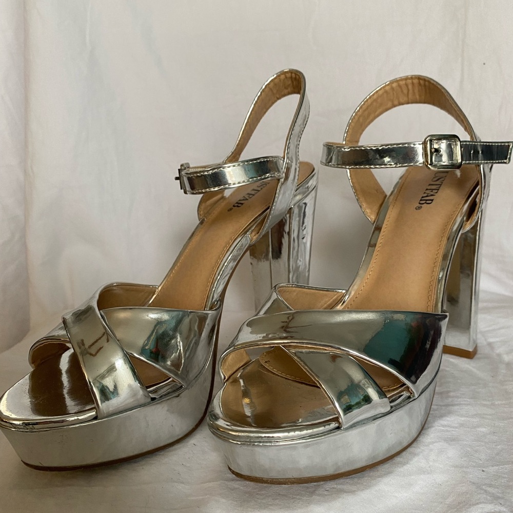 Just Fab Silver Heels